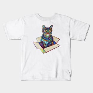 Arwen the Cosmic Cat in a Box by Robert Phelps Kids T-Shirt